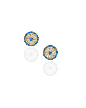 Brinco Fundicao - 76 Zirconia - Pizza 10mm - Saphira/Cristal - 00 - 10mm x 10mm - 1.94gr