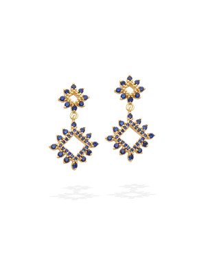 Brinco Fundicao 80 Zirconia - Triangulo Vaz Pequeno c/ Triangulo Vaz Grande - Saphira - 00 - 14mm x 25mm - 2.41gr