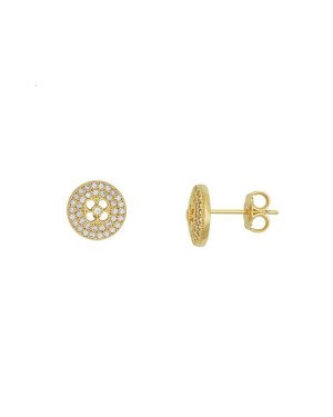 Brinco Fundicao 78 Zirconia - Redondo 9mm c/ Vazado Flor - 00 - 9mm x 9mm - 1.67gr