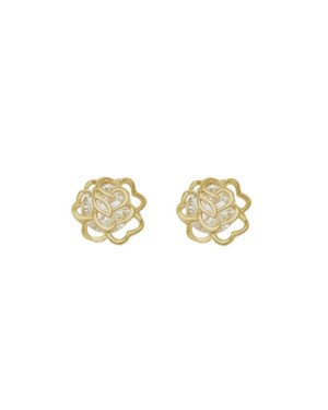 Brinco Fundido Rosa Vaz c/ Zirconia 12mm - 00 - 12mm x 12mm - 2.93gr