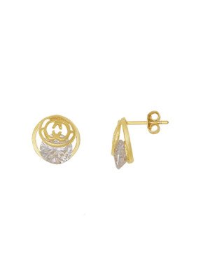 Brinco Fundido 2 Zirconia - Redondo Vaz c/ Zirconia Redonda 8mm na Ponta - 00 - 12mm x 14mm - 3.70gr