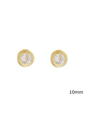 Brinco Fundido 2 Zirconia - Redondo 10mm c/ Zirconia 8mm  - 00 - 10mm x 10mm - 1.95gr
