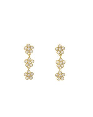Brinco Fundicao - 18 Zirconia - 3 Flor - Faz Lado - 00 - 5mm x 20mm - 2.16gr