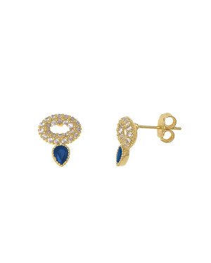 Brinco Fundicao - 50 Zirconia - Oval Vaz c/ Gota - Saphira Cristal - 00 - 9mm x 12mm - 1.48gr