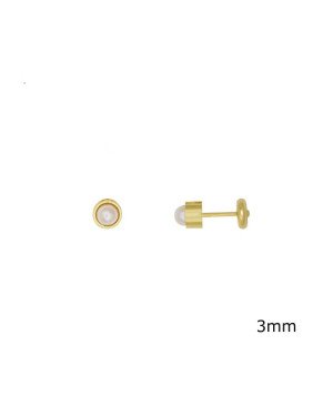 Brinco TP Usinado Redondo c/ Perola 3mm (2-171P) - 00 - 4mm x 4mm - 0.69gr
