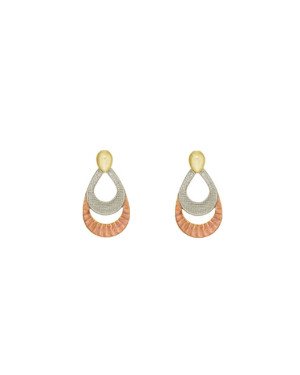Brinco Gotinha c/ 2 Gotas Vaz c/ Rodio (Branco/Vermelho) - 00 - 8mm x 15mm - 1.10gr