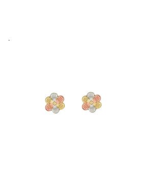 Brinco Flor Estampada c/ Rodio (Branco/Vermelho) - 00 - 7mm x 7mm - 0.71gr
