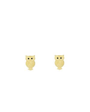 Brinco Coruja Pena Estampada c/ Resina - 00 - 5mm x 8mm - 0.64gr