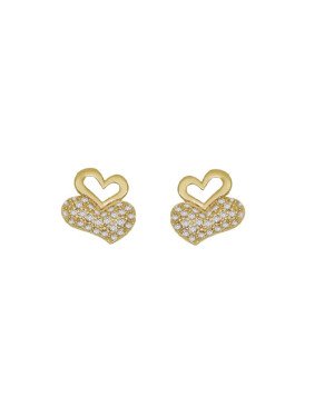 Brinco Fundicao - 58 Zirconia - 1 Coracao Vaz e 1 c/ Pedras 12mm (Faz Lado) - 00 - 12mm x 13mm - 2.70gr