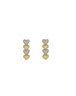 Brinco 4 Coracao Reticulado e Diamantado 13mm c/ Rodio - 00 - 4mm x 13mm - 1.00gr