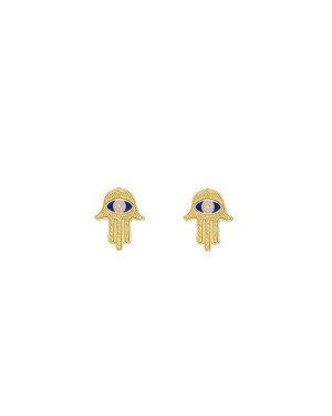 Brinco Mao de Fatima (Azul Escuro/Branco) - 00 - 8mm x 10mm - 0.91gr