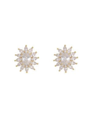 Brinco Fundicao - 26 Zirconia - Flor 12 Petalas 15mm   - 00 - 13mm x 15mm - 3.02gr