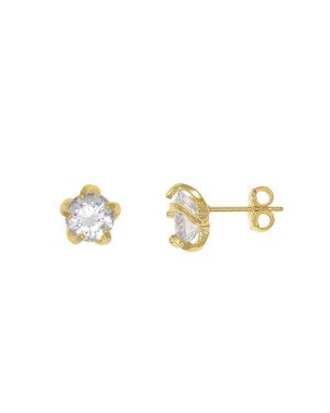 Brinco Fundicao - 2  Zirconia - 5 Garra em Vortice  - 00 - 10mm x 10mm - 2.65gr