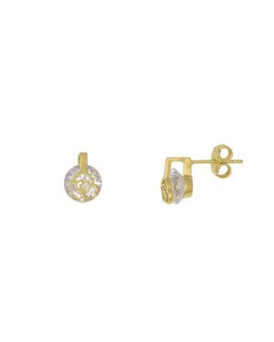 Brinco Fundicao - 2 Zirconia - Palito c/ Rosinha e Zirconia 7mm Sobreposto - 00 - 7mm x 9mm - 2.38gr