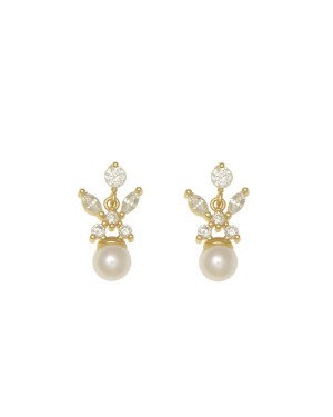 Brinco Fundicao - 12 Zirconia - Trc c/ Borboleta e/ Perola 6mm - 00 - 10mm x 18mm - 1.74gr
