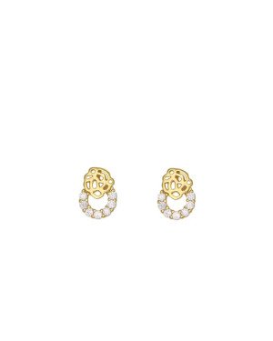 Brinco Fundicao - 14 Zirconia Flor Mini c/ Red Vaz 7mm  c/ Resina - 00 - 7mm x 9mm - 1.30gr