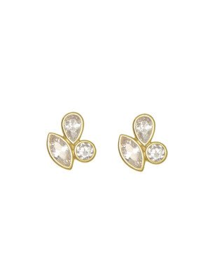 Brinco Fundicao - 6 Zirconia c/ Navete/Gota/Redondo  - 00 - 10mm x 11mm - 1.97gr