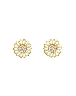 Brinco Fundicao - 28 Zirconia - Flor Vazada 11mm  - 00 - 11mm x 11mm - 2.16gr