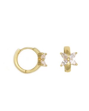 Brinco Fundicao - 8 Zirconia - Argola 17mm c/ Flor  - 00 - 9mm x 17mm - 3.89gr