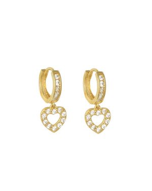 Brinco Fundicao -30 Zirconia - Argola c/ Coracao c/ Pendurado - 00 - 3mm x 20mm - 2.38gr