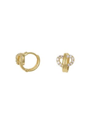 Brinco Fundicao - 22 Zirconia - Argola c/ Redondo Irregular Vazado  - 00 - 10mm x 11mm - 2.16gr