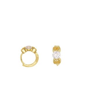 Brinco Fundicao - 2 Zirconia - Argola 10mm 2 Coracoes Vazado - 00 - 4mm x 10mm - 1.45gr