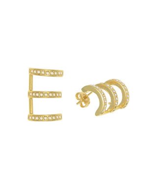 Brinco  Fundido 3  1/2  Argola c/  Zirconia  - 00 - 3mm x 20mm - 4.73gr