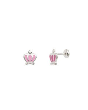 Brinco AG TP Coroa 8mm Pressao (Resina) Rosa Pastel - G5 - 8mm x 8mm - 0.95gr