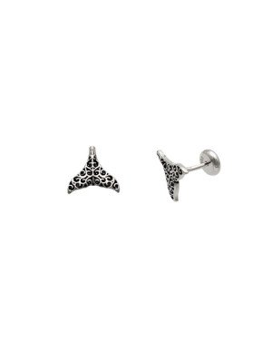 Brinco AG TP (Envelhecida) Rabo de Sereia 8mm Estampado - Pressao - G5 - 8mm x 8mm - 0.71gr