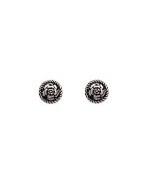 Brinco AG (Envelhecida) Redondo  8,5mm c/ Flor Borda Torcida   - G5 - 9mm x 9mm - 1.14gr