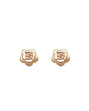 Brinco Flor Camelia 10mm (3 Ouros) - 00 - 10mm x 10mm - 1.23gr