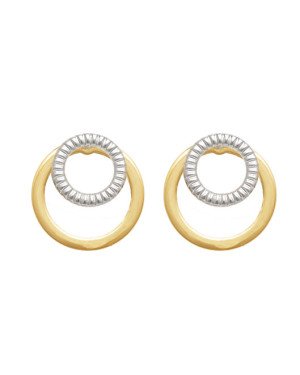 Brinco c/ 1 Redondo Diamantado Vaz  e 1 Liso Vaz (2 Ouros) - 00 - 20mm x 20mm - 2.80gr
