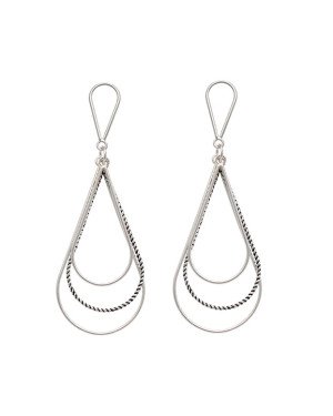 Brinco AG (Envelhecida)Tranca Gota Fio c/ 2 Gotas Lisa 1 Gota Torcida  - G1 - 25mm x 60mm - 4.70gr