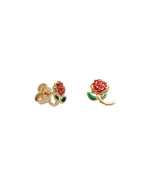 Brinco Rosa 8mm (c/ Resina) - 00 - 7mm x 10mm - 0.75gr