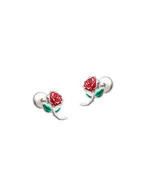 Brinco Prata TP Rosa 8mm (c/ Resina) - G6 - 7mm x 10mm - 0.84gr