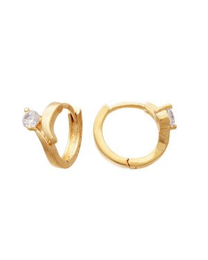 Brinco Argola Fundida 2x11mm c/ 1 Zirconia - 00 - 11mm x 11mm - 1.42gr