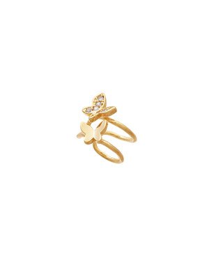 Piercing Fundida Fundido c/ 2 Borboletas 8 Zirconia - 00 - 11mm x 13mm - 0.98gr