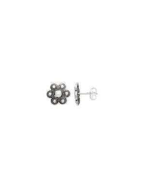 Brinco AG (Envelhecida) Flor 12mm c/ Perola 3mm - G5 - 12mm x 12mm - 2.10gr
