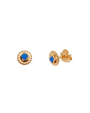 Brinco Redondo Borda Torcida c/ 1 Pedra Strass - 00 - 7mm x 7mm - 0.85gr
