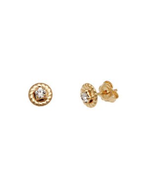 Brinco Redondo Borda Torcida c/ 1 Pedra Strass - 00 - 7mm x 7mm - 0.85gr