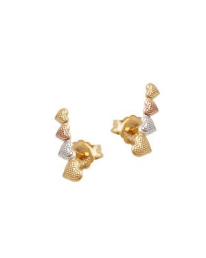 Brinco 4 Coracoes Reticulado Ear Cuff Baby  (3 Ouros) - 00 - 14mm x 4mm - 0.80gr
