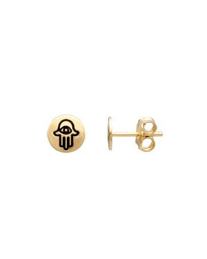 Brinco Redondo Liso 6mm c/ Mao de Fatima (Resina) - 00 - 6mm x 6mm - 0.80gr