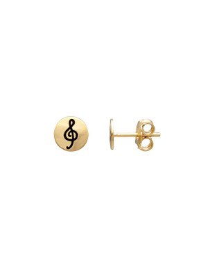 Brinco Redondo Liso 6mm c/ Nota Musical (Resina) - 00 - 6mm x 6mm - 0.80gr