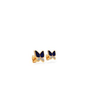 Brinco Borboleta Borda Torcida (Azul Bandeira/ Azul Pastel) - 00 - 10mm x 10mm - 1.37gr