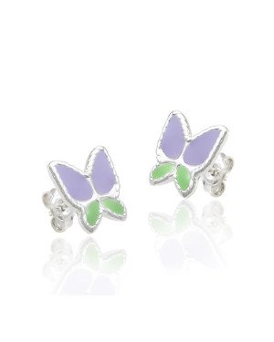 Brinco AG Borboleta Borda Torcida (Lavanda/Verde Tropical) - G5 - 10mm x 10mm - 1.56gr