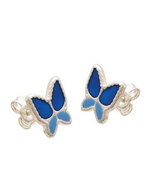 Brinco AG Borboleta Borda Torcida (Azul Bandeira Azul Pastel) - G5 - 10mm x 10mm - 1.53gr