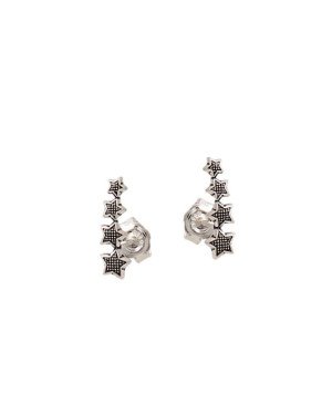 Brinco AG (Envelhecido) Ear Cuff Baby c/ 4 Estrelas Reticuladas  - G5 - 4mm x 14mm - 0.69gr