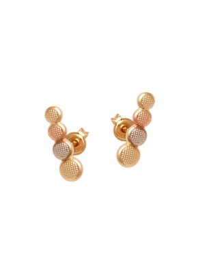 Brinco Ear Cuff Baby c/ 4 Redondos Reticulados (3 Ouros) - 00 - 4mm x 14mm - 1.00gr