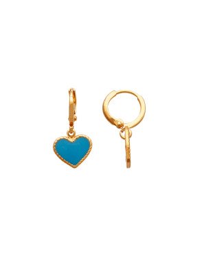 Brinco Argolinha c/ Coracao (Azul Pastel) - 00 - 12mm x 23mm - 2.21gr