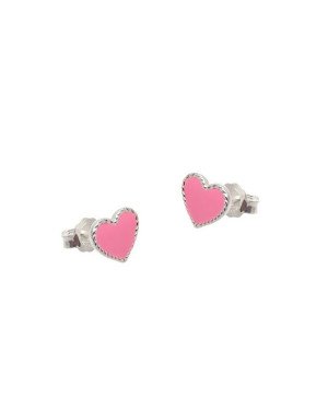 Brinco AG Coracao 7mm Borda Torcida c/ Resina (Rosa Pastel) - G5 - 9mm x 7mm - 1.06gr